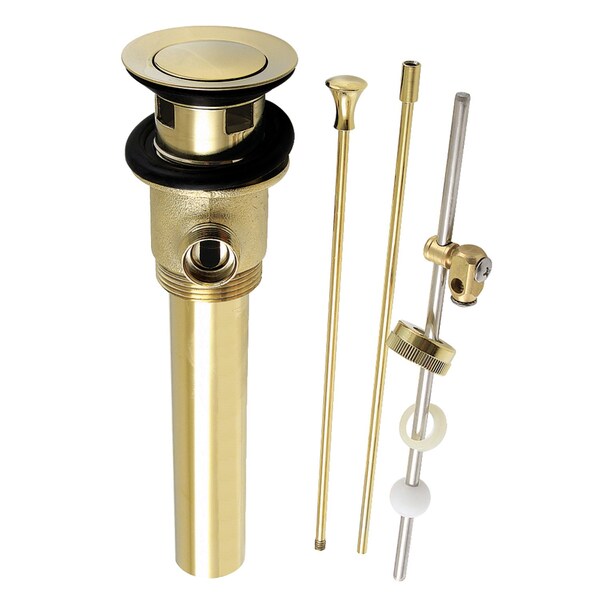 Brass PopUp Drain with Overflow and Extra Long PopUp rod, 22 Gauge, Polished Brass